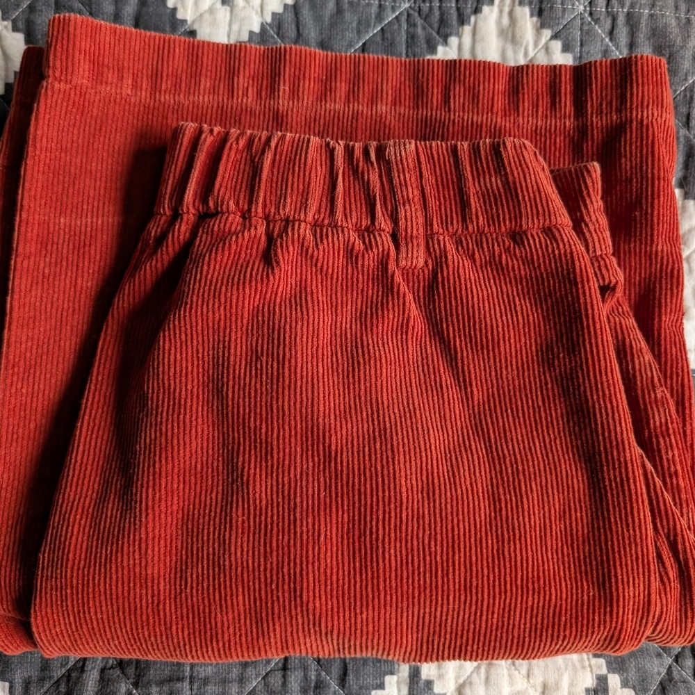 Vintage-style High-waist Loose Fit Rusty Orange Corduroy Pants - Large - Picture 12 of 12